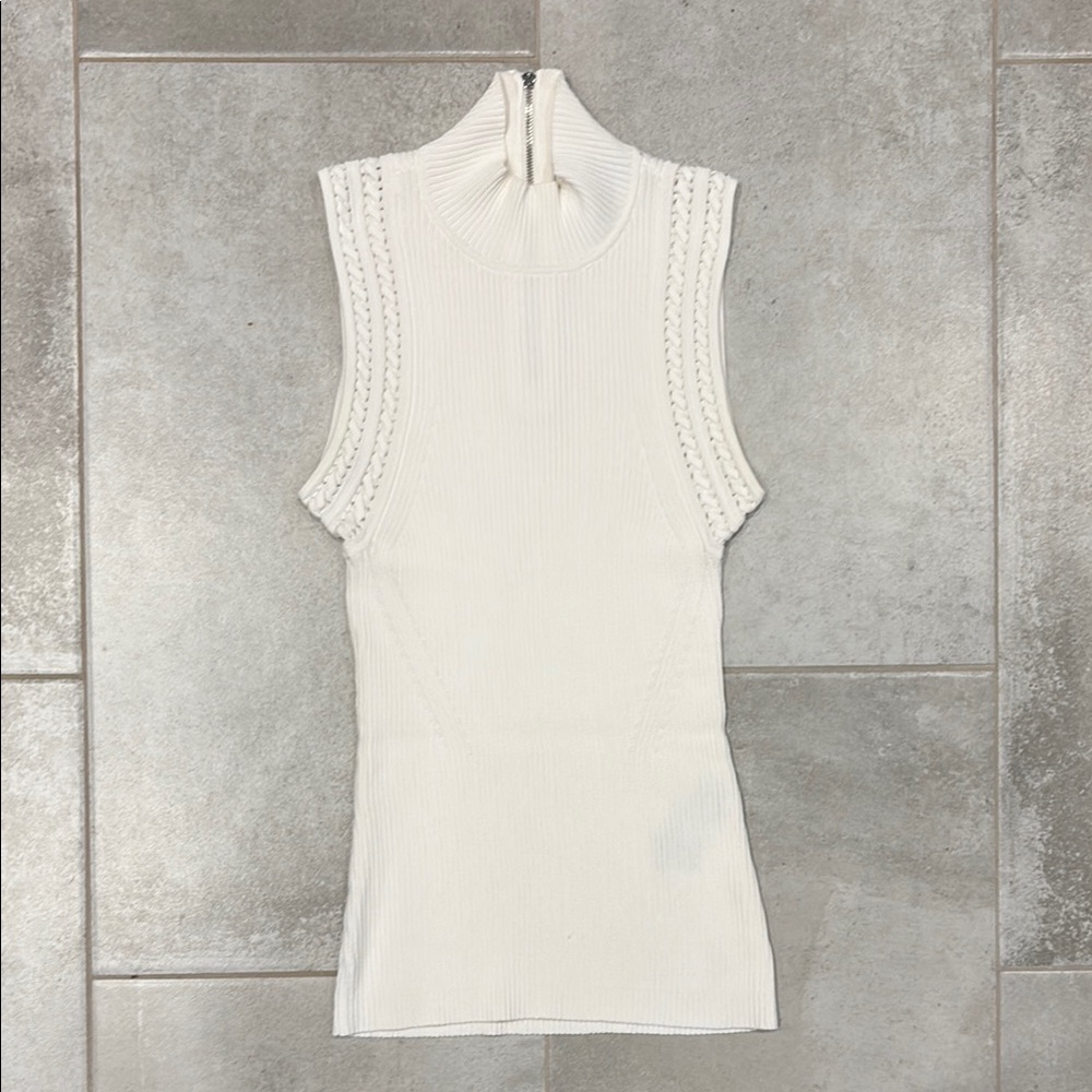 White House Black Market White Tank Top, Partial Turtleneck, XS